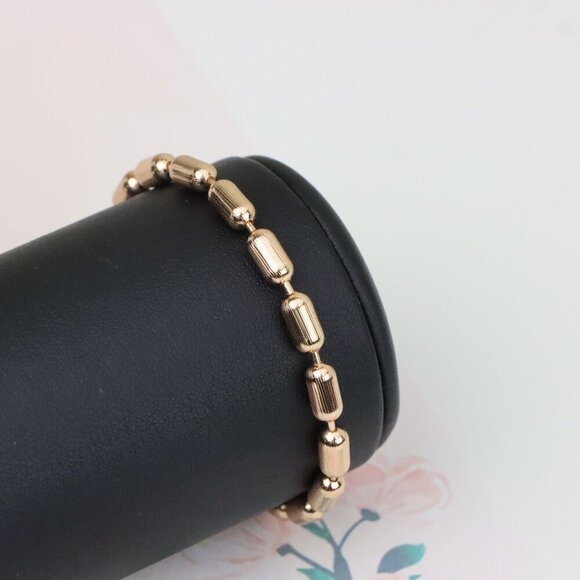 "Textured Barrel Beads Rose Gold Bracelet with Adjustable Extender, XPBL1135 - Picture 10 of 13